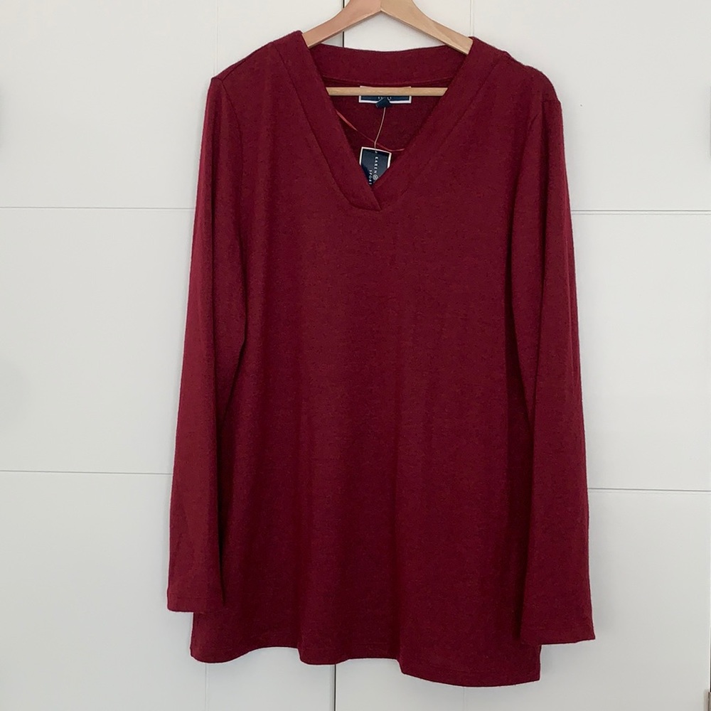 Karen Scott Sport Women’s Long Sleeve Color Merlot Size Large New